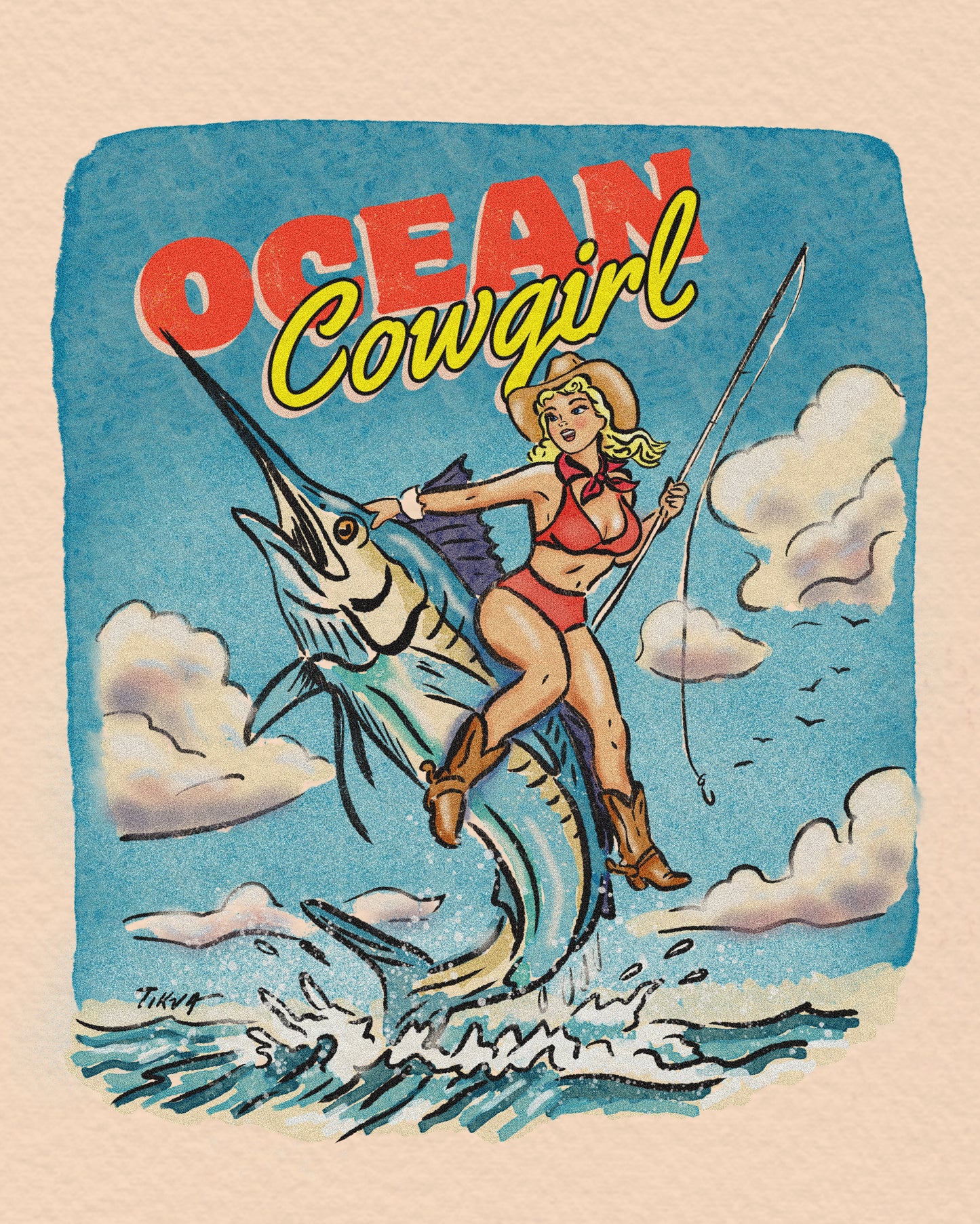 Ocean Cowgirl Print