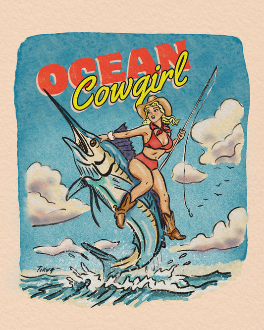 Ocean Cowgirl Print